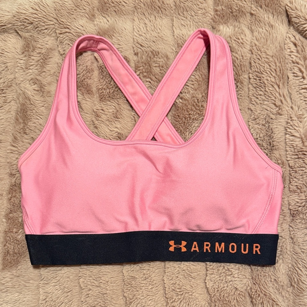 Under Armour Pink Crossback Sports Bra Removeable Pads - Size Medium